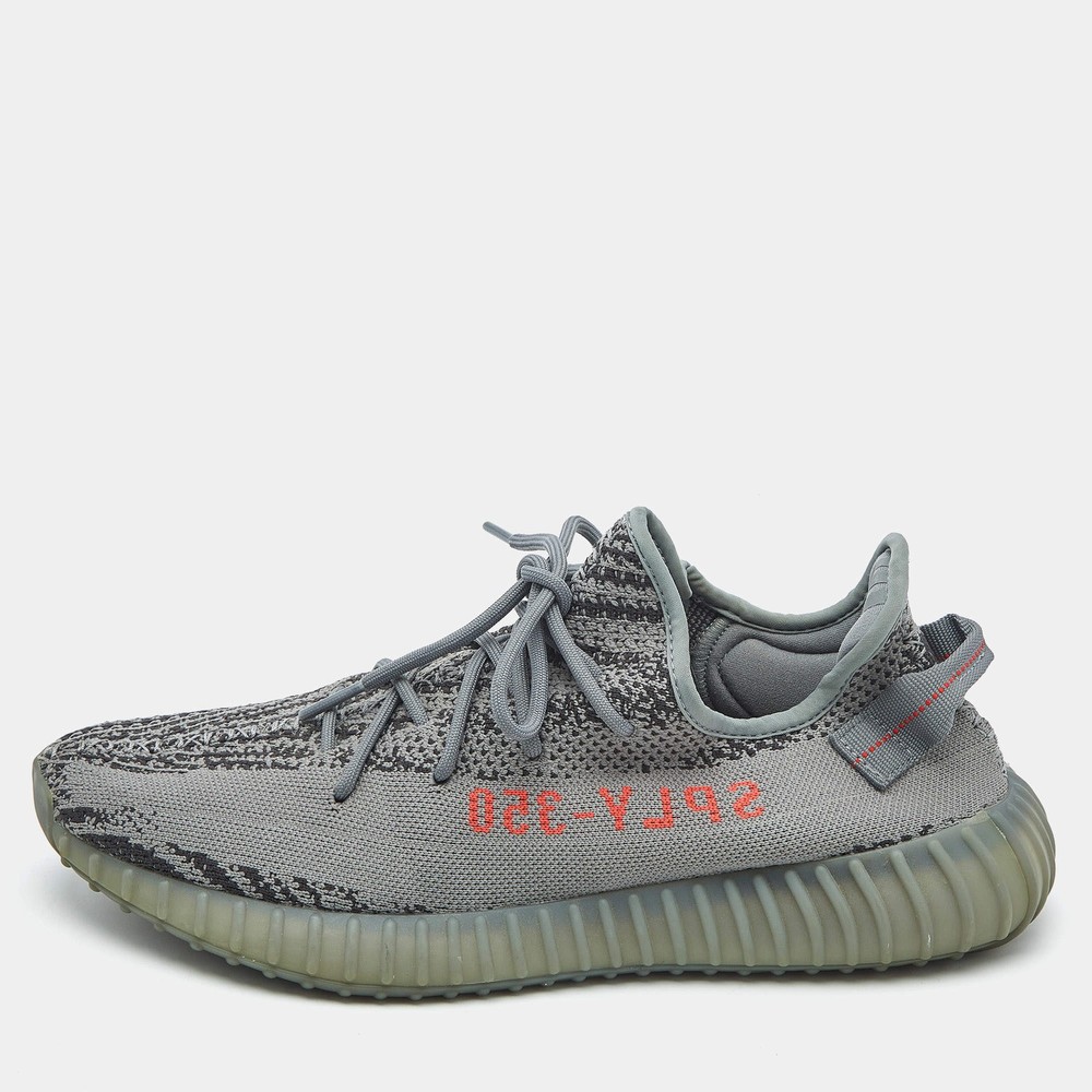 Yeezy x Adidas Grey Knit Fabric Boost 350 V2 Beluga 2.0 Sneakers Size 48