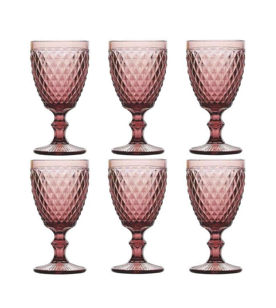 Purple Drinking Glasses set of 6 Colored Wine Goblets