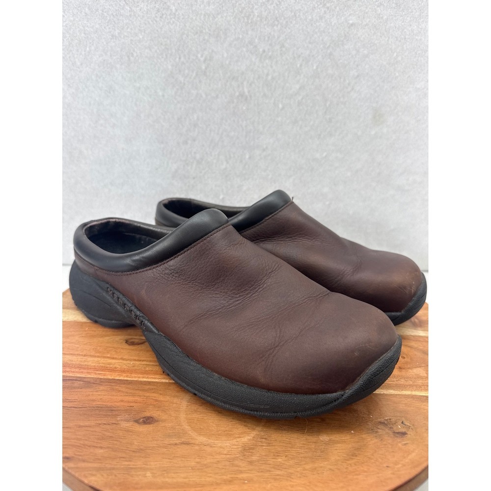 Merrell Leather Comfort Clogs Mules Slip On Shoes Brown Size 9.5