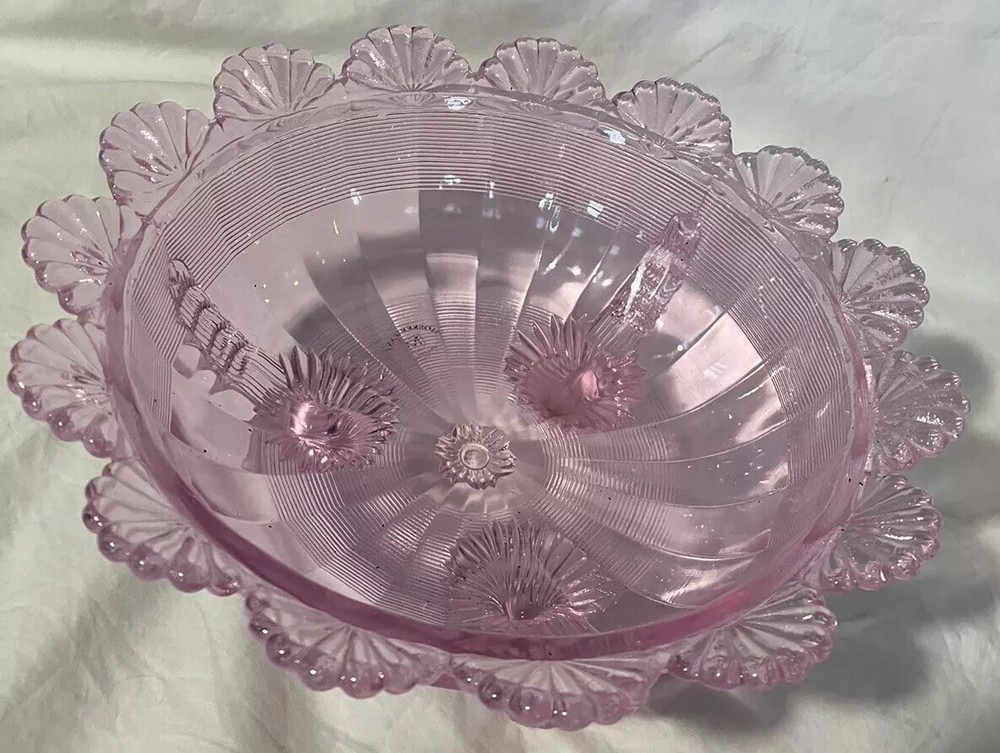 Moser Glass 3 Footed Fruit Bowl - American Made Passion Pink Home Decor