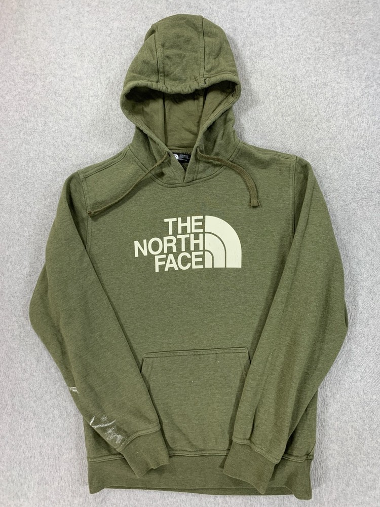 Men's Small Green North Face Half Dome Cotton Blend Hoodie Sweatshirt