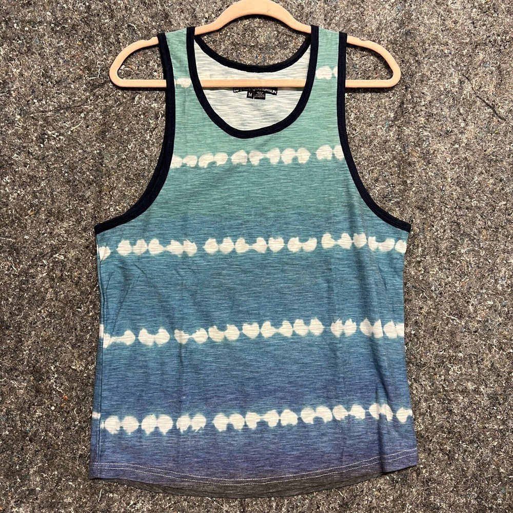 Distortion Tank Top Men M Blue Tye Dye Sleeveless Basic Summer Streetwear