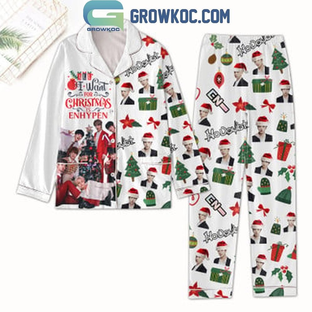 Enhypen 2024 Christmas Polyester Pajamas Set – Festive Holiday Sleepwear