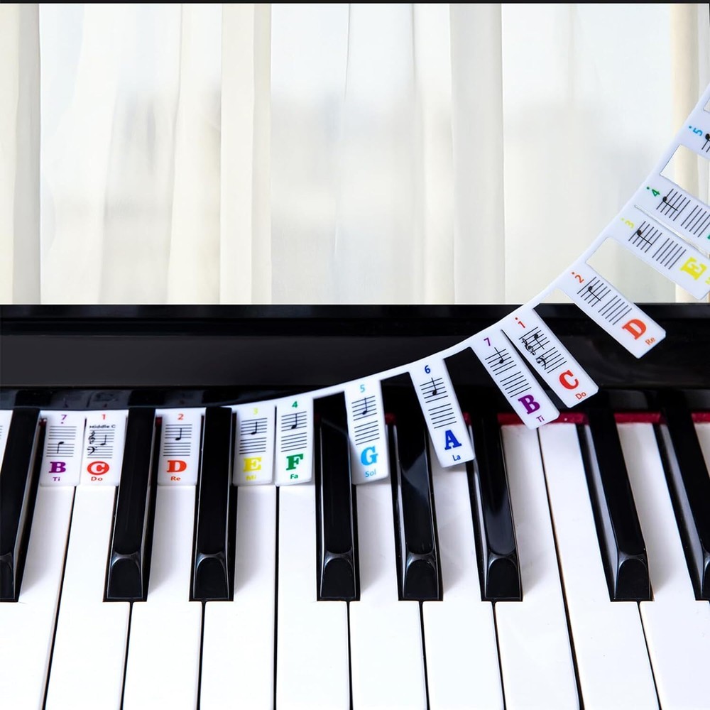 Piano Notes Guide for Beginner Learning, Removable Rainbow Colors