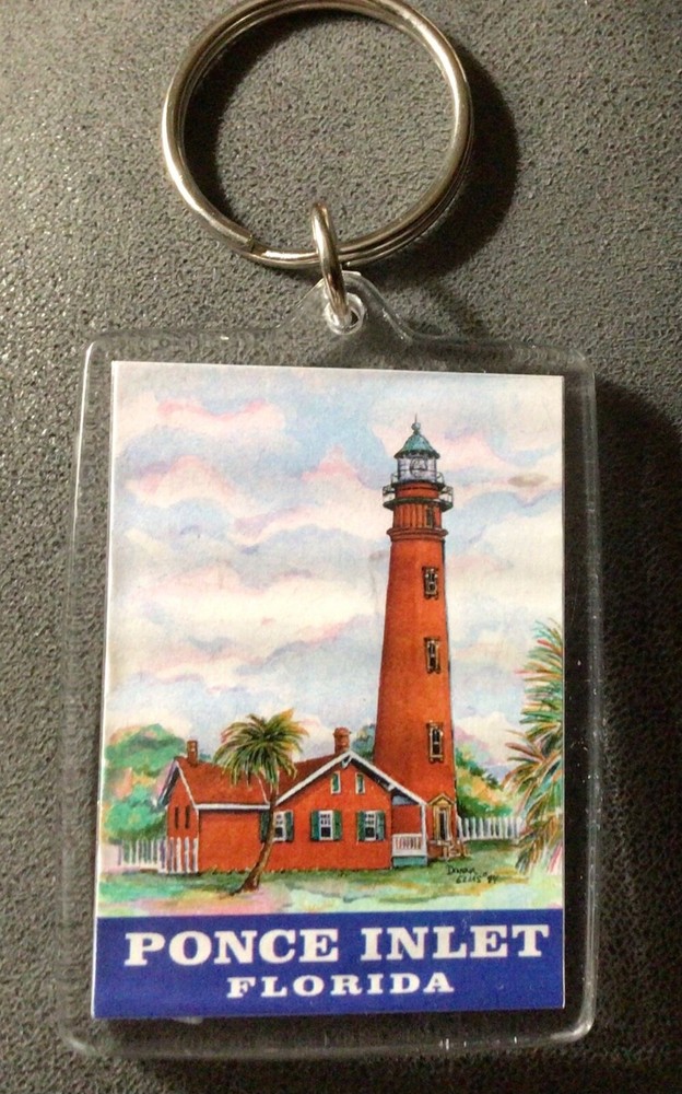 Ponce de Leon Inlet Florida Lighthouse Museum Key Ring Keychain Souvenir