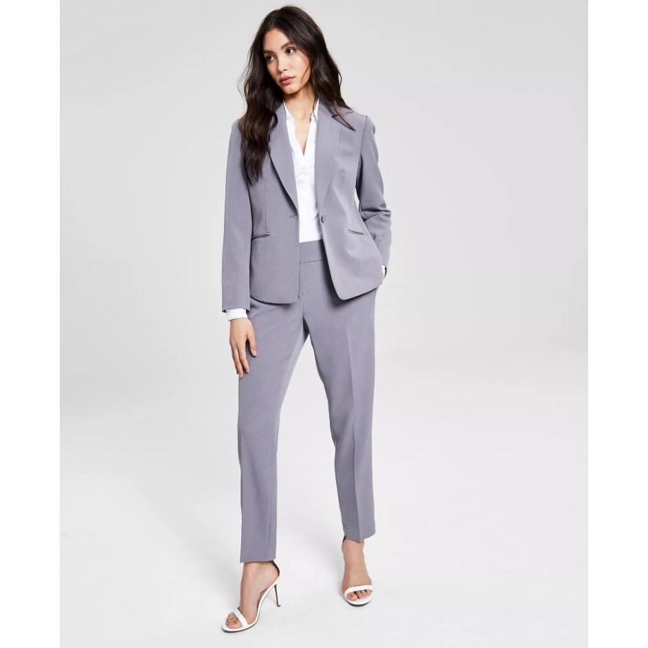 Le Suit Women Granite Crepe Classic One-Button Blazer Pantsuit Set Size US 14