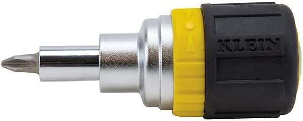 Klein Tools 32593 6-in-1 Ratcheting Multi-bit Screwdriver Yellow Black US Sizes