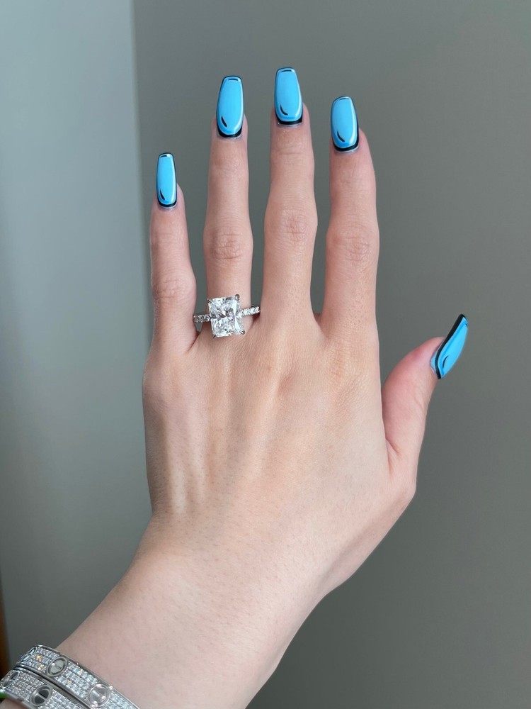 5 CT Emerald & Round Simulated Diamond Eternity Engagement Ring for Her