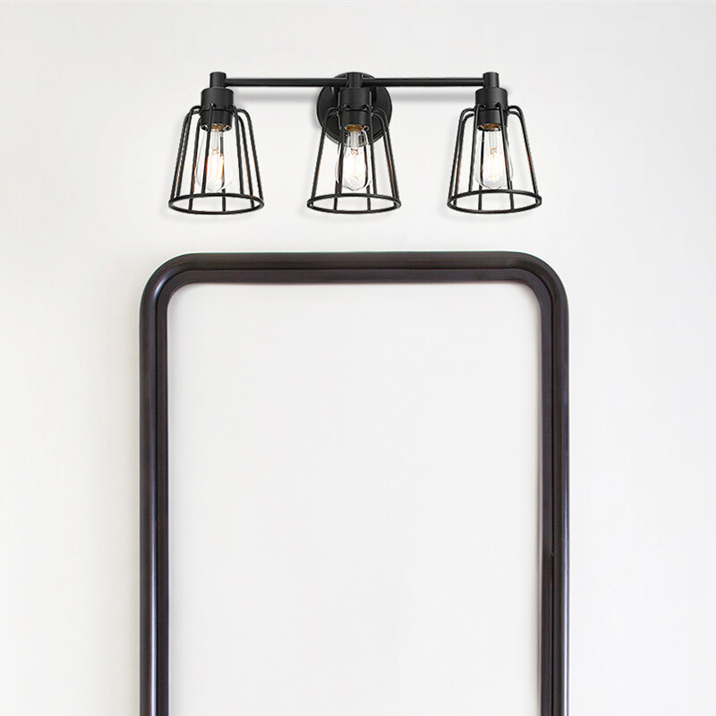 Bathroom Vanity Light 3 Light Farmhouse Cage Wall Light Black Wall Sconce
