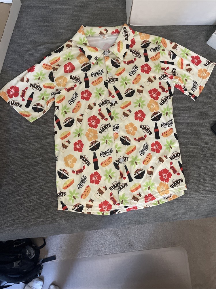 SF San Francisco Giants Hawaiian 2023 Aloha Coca Cola SGA Shirt Medium New