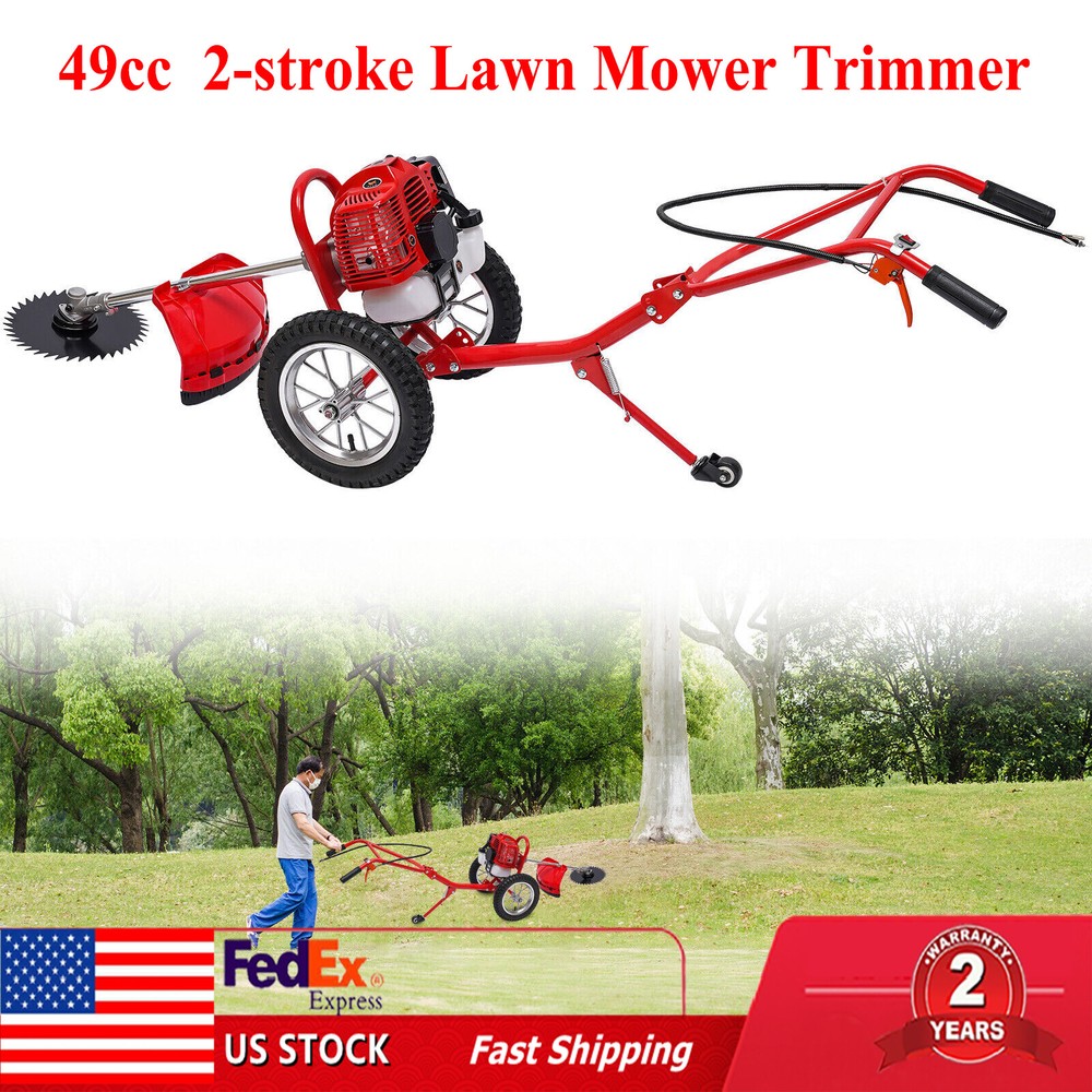 49cc Gasoline Hand Push Grass Cutter Lawn Mower Garden Trimmer Brush Cutter