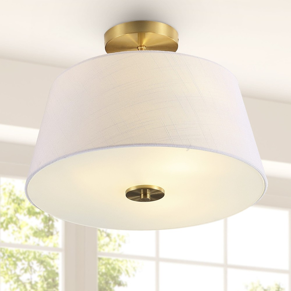 Ava 15 Inch 3-Light Modern Midcentury Iron LED Semi Flush Mount Ceiling Fixture