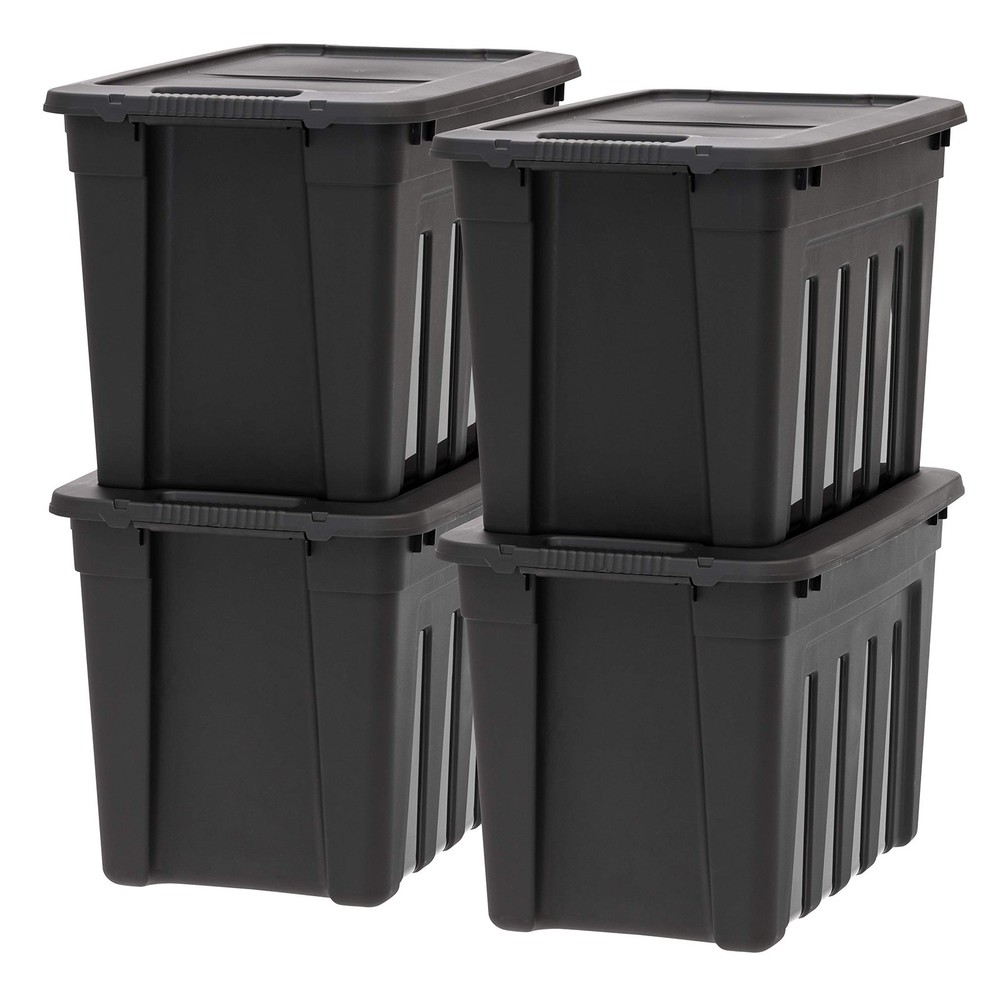 IRIS USA 20 Gallon Heavy Duty Storage Totes with Easy-Grip Handles, 4 Pack - ...