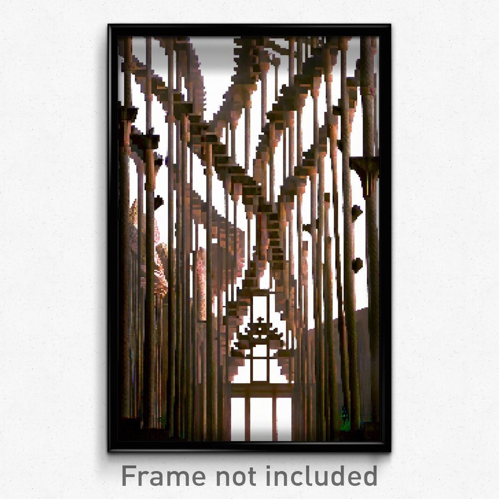 8 Bit Psychedelic Trippy Pixel Art Ossuary Video Game Poster