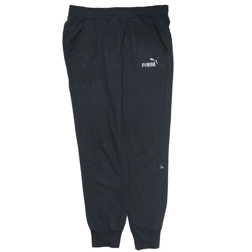 Puma Mens Joggers Black Elastic Waist Cuffed Logo Sweatpants Pockets Gym Wear S