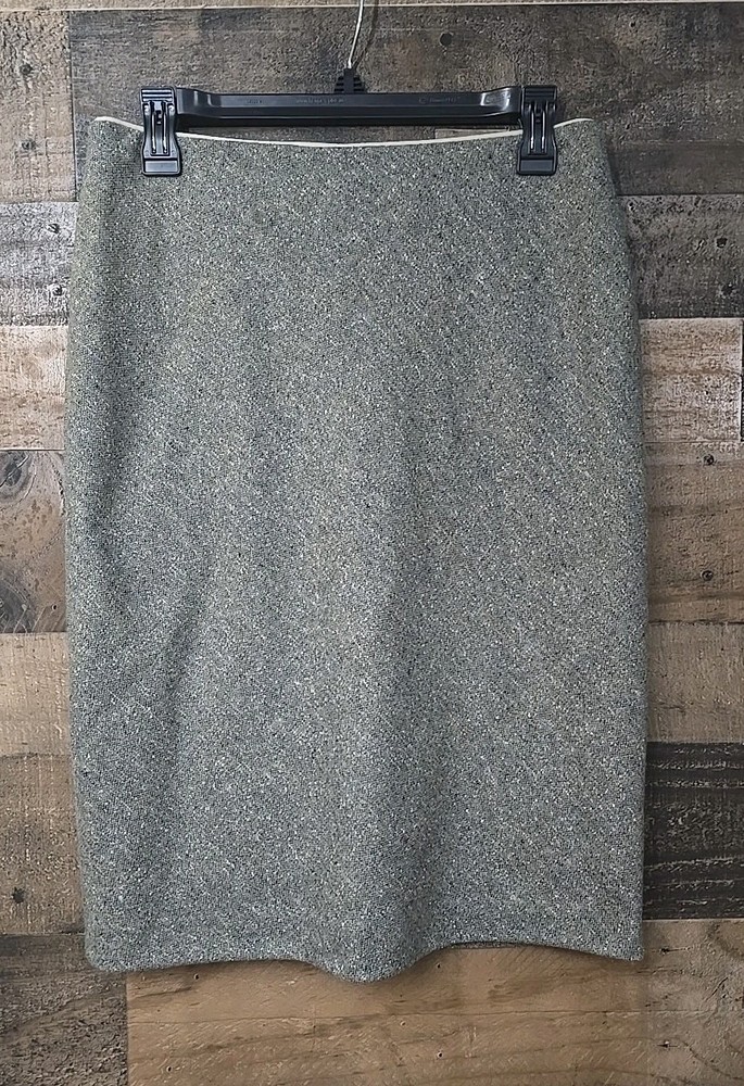 BROOKS BROTHERS  Wool Silk Blend Skirt Women 8p Gray Tweed Pencil Career Preppy