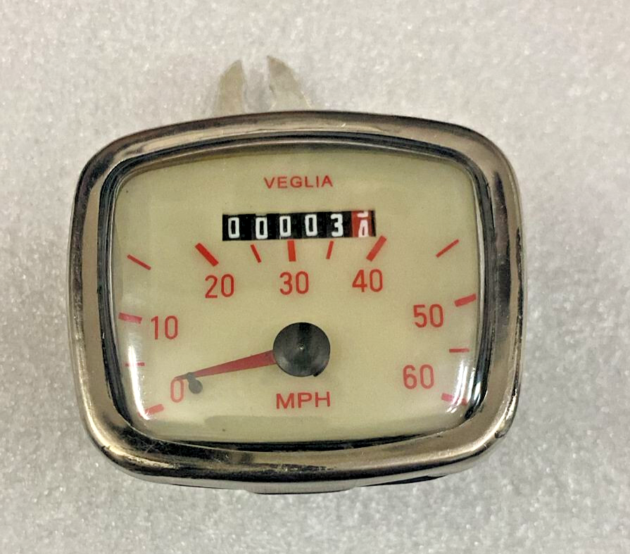Vespa VNA VNB Scooter White Face Speedometer 60 MPH – Vintage Style Replacement