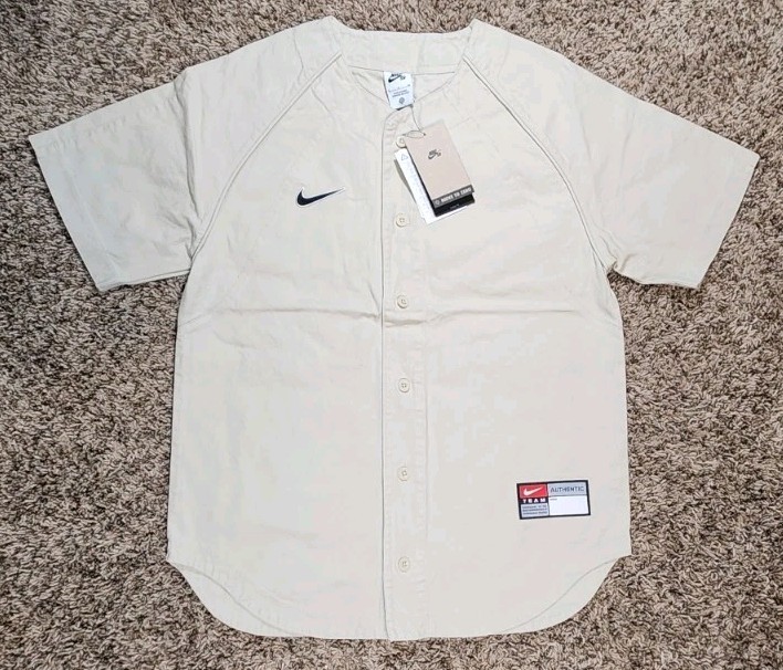 NWT Nike SB Skate MLB Baseball Jersey Woven Rattan Mens Sz Small Tan DQ6282 206