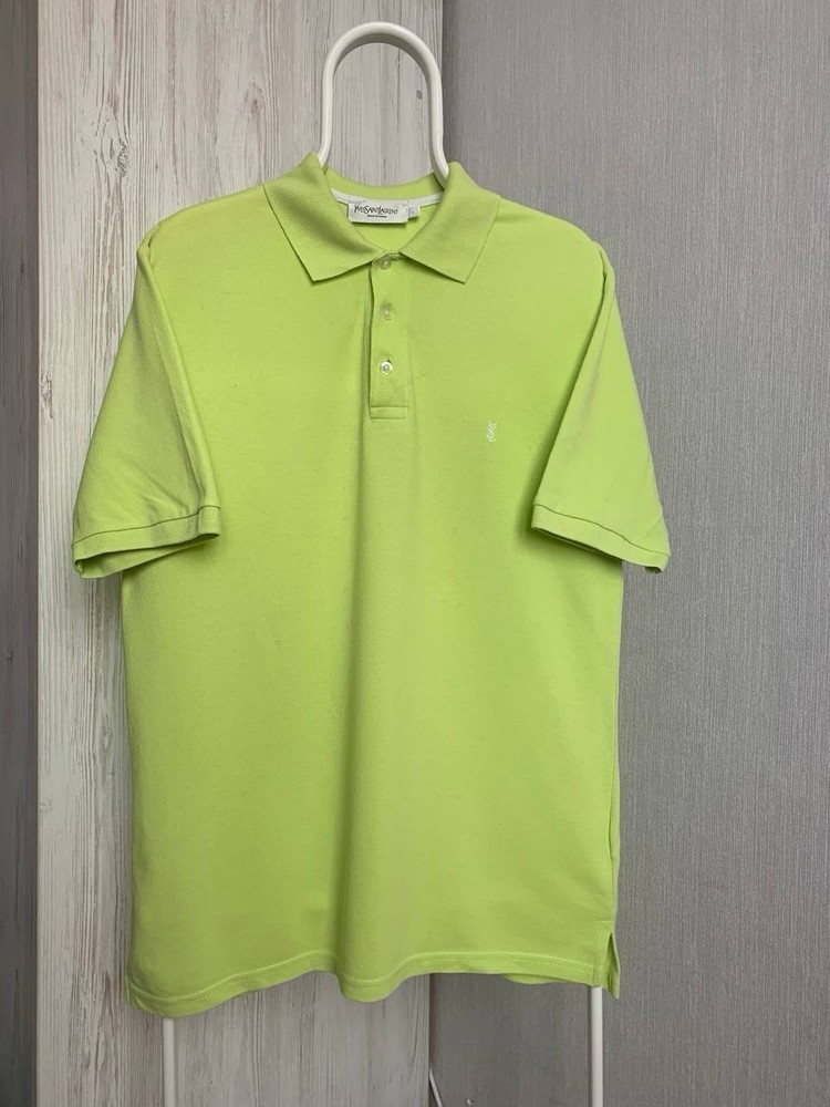 Yves Saint Laurent YSL Green polo shirt men’s cotton short sleeve y2k France L