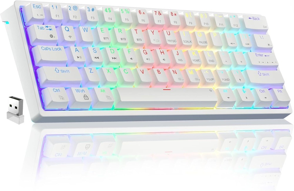 60 Percent Wireless Mechanical Keyboard with RGB Backlit,BT5.0/Wired/2.4GHz