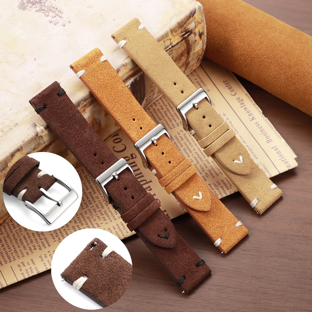 18mm 20mm 22mm High-Quality Genuine Suede Leather Watch Band Strap for Men Women