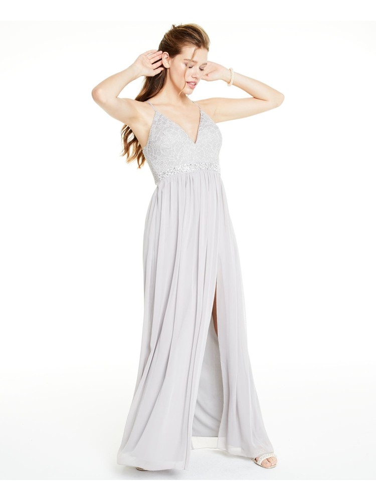 EMERALD SUNDAE Womens Gray Spaghetti Strap Formal Mermaid Dress XL