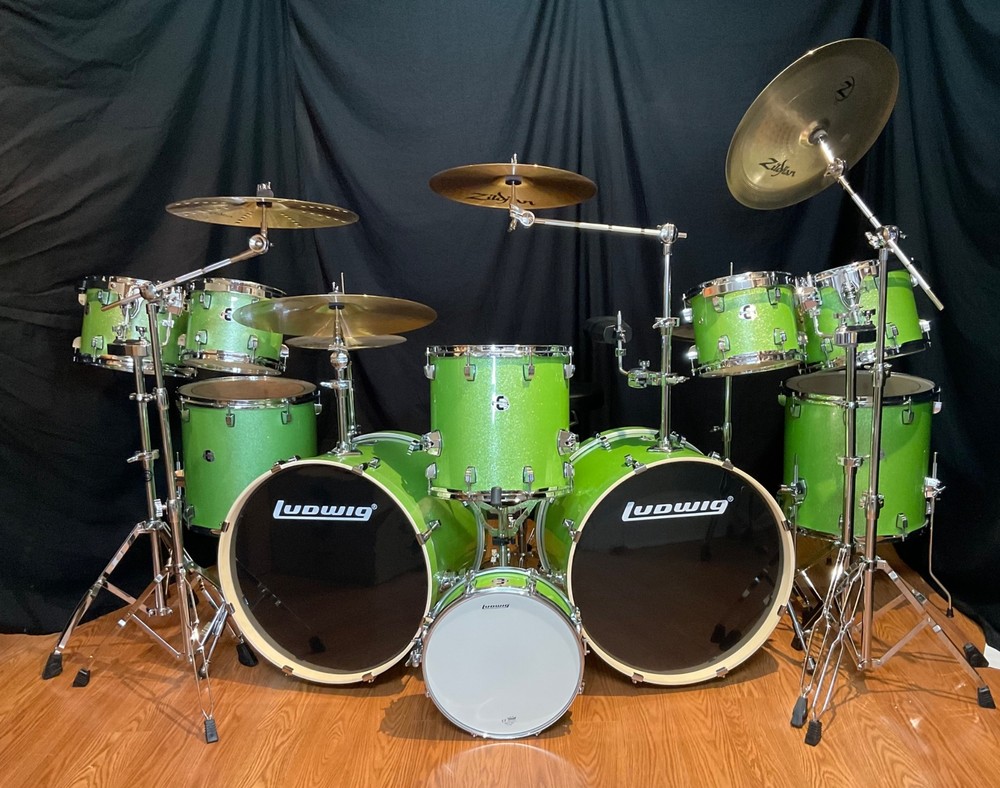 Ludwig Element Evolution 10-Piece Double Bass Drum Set with Hardware in Mint Decemator Finish-image