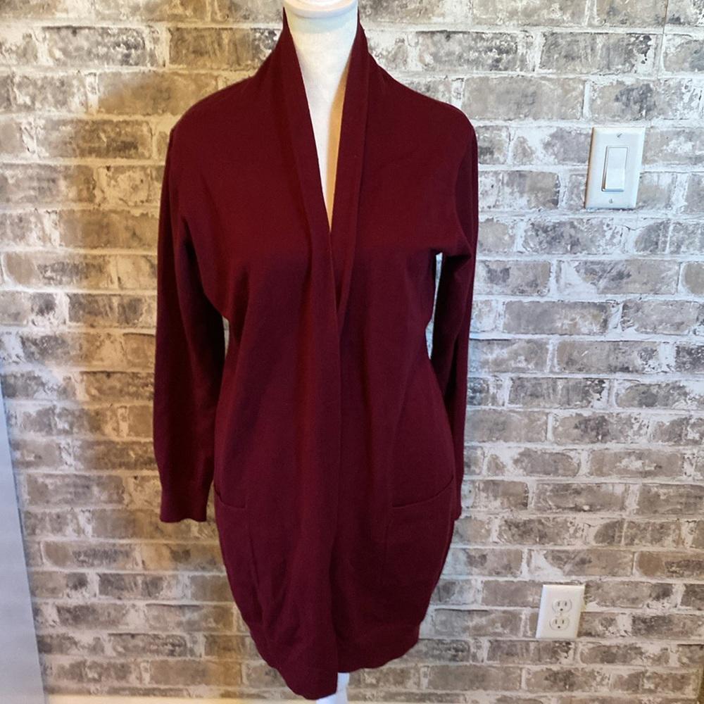 Grace Karin Maroon Long-Sleeve Cardigan with Pockets Size L