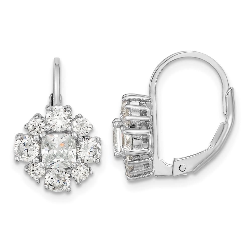Sterling Silver Princess-cut and Cubic Zirconia Leverback Drop & Dangle Earrings