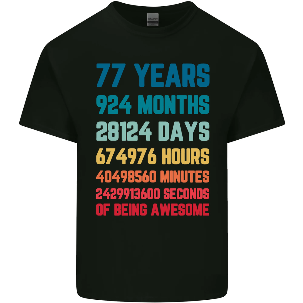 77th Birthday 77 Year Old Mens Cotton T-Shirt Tee Top