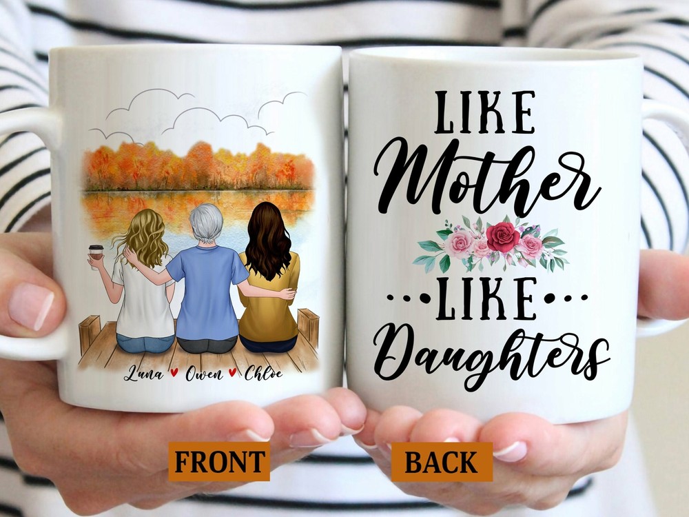 Personalized Like Mother Like Daughter Floral Mug Custom Mother Daughter