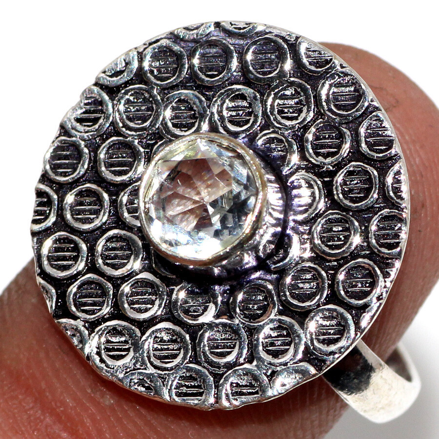 Crystal Topaz 925 Silver Gemstone Ring US 8 Perfect Gift for Girlfriend JW