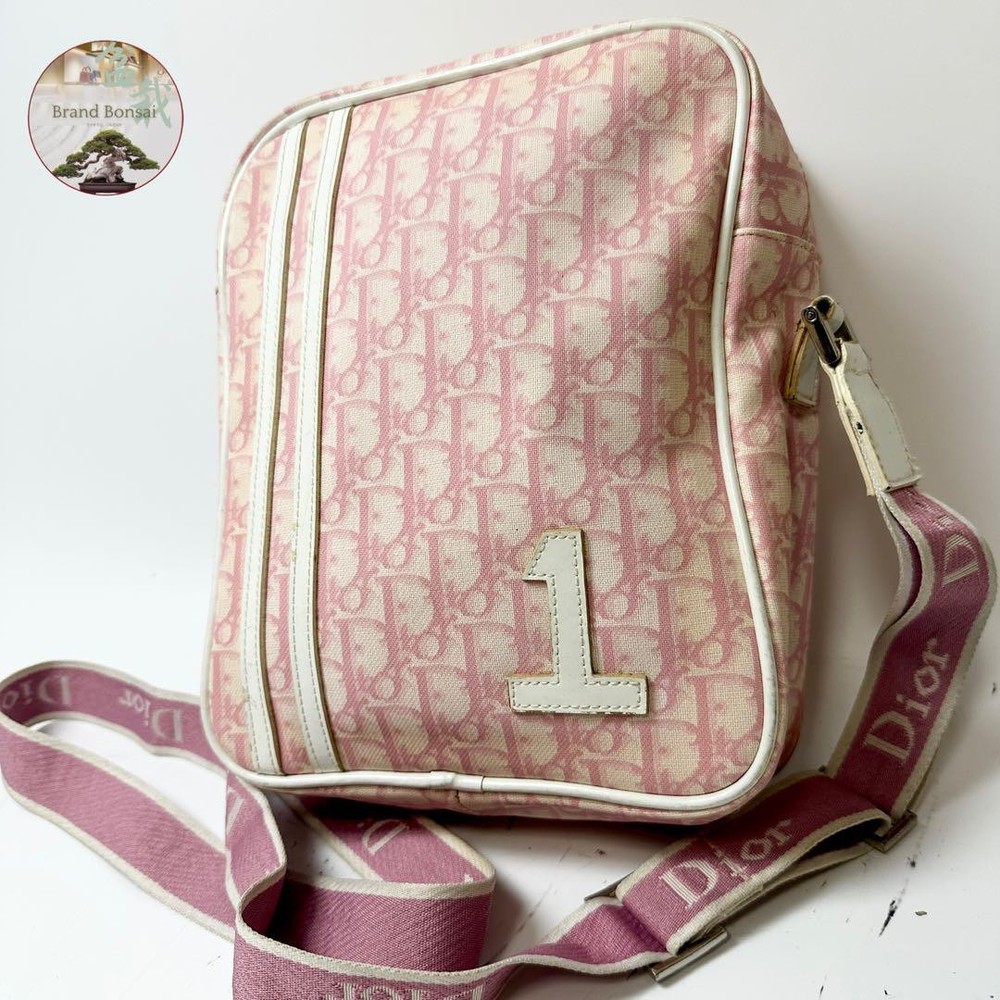 Dior Trotter Pink PVC Leather Shoulder Bag Authentic