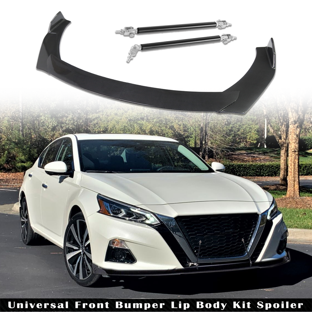 Nissan Altima Universal Carbon Fiber Bumper Lip Spoiler Splitter with Strut Rods