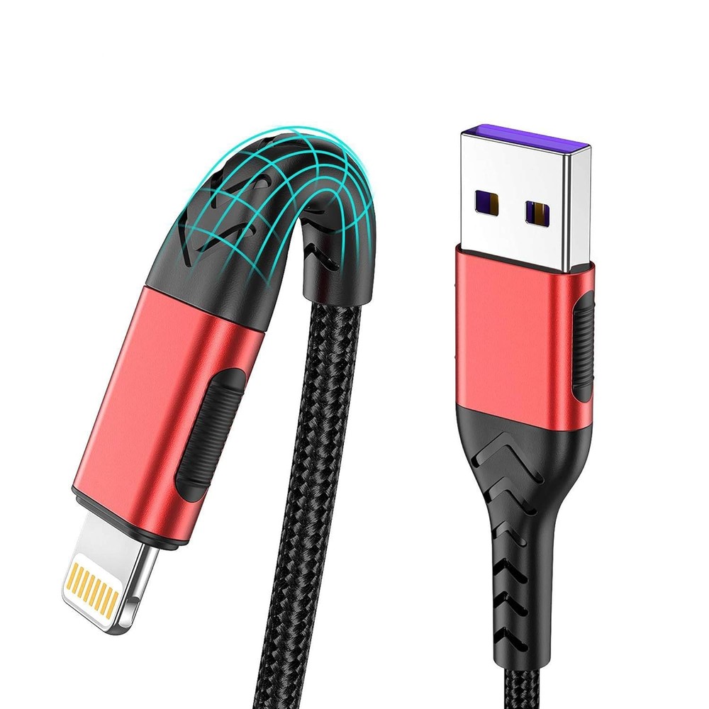 Durcord 3Pack 6FT Fast Charging Red USB Cable for Phones
