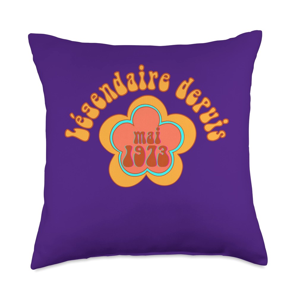 50th Birthday Ladies Men 50 Years Legendary Since May 1973 Throw Pillow, 18x1...