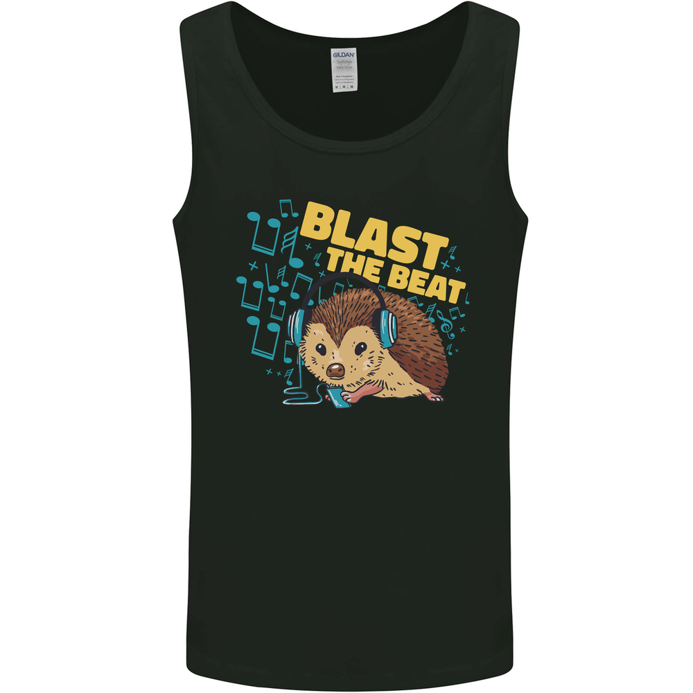 A DJ Hedgehog Headphones Pop Music Mens Vest Tank Top