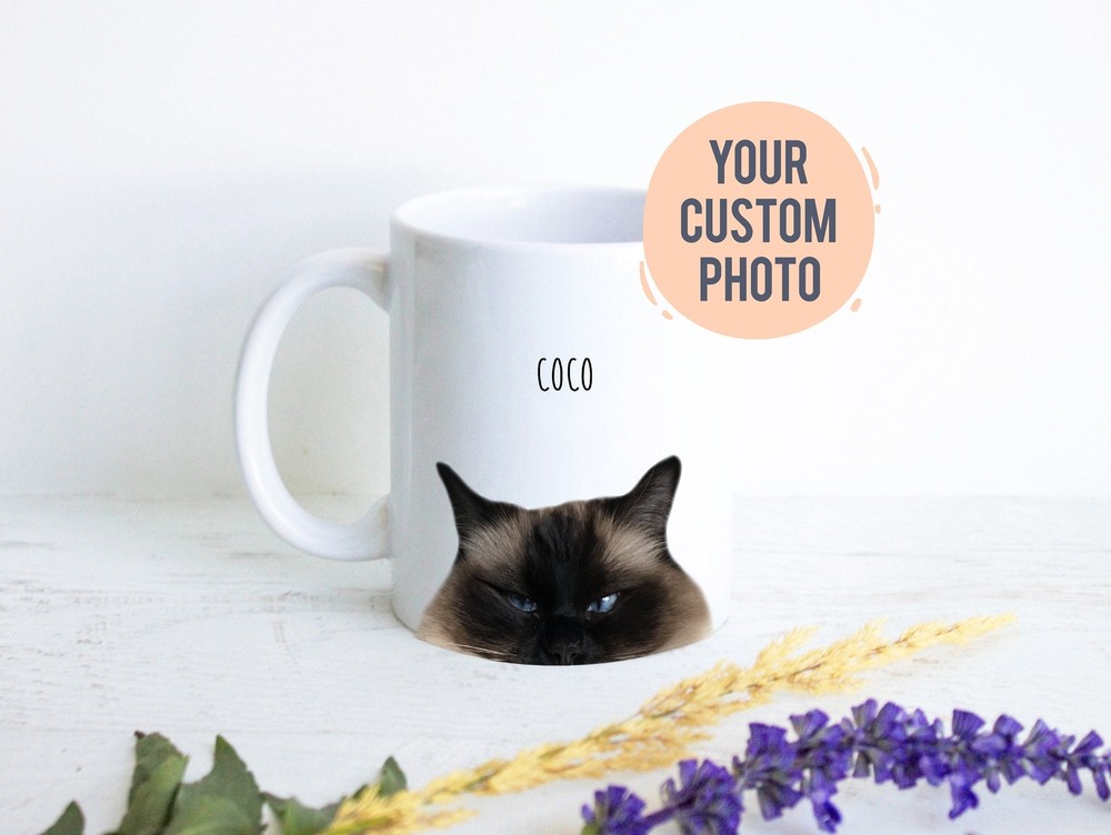 Personalized Cat Photo Mug Cat Lovers Lady Mug Custom Cat Gift Pet Owner Gift