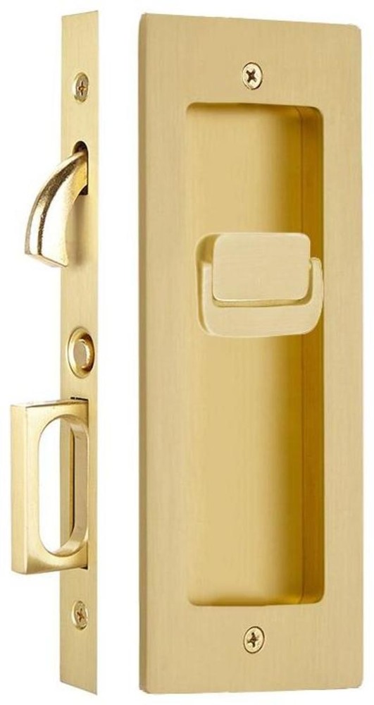 Emtek 2115-138 Modern 7-1/4 Inch Brass Privacy Mortise Lock Rectangular Design