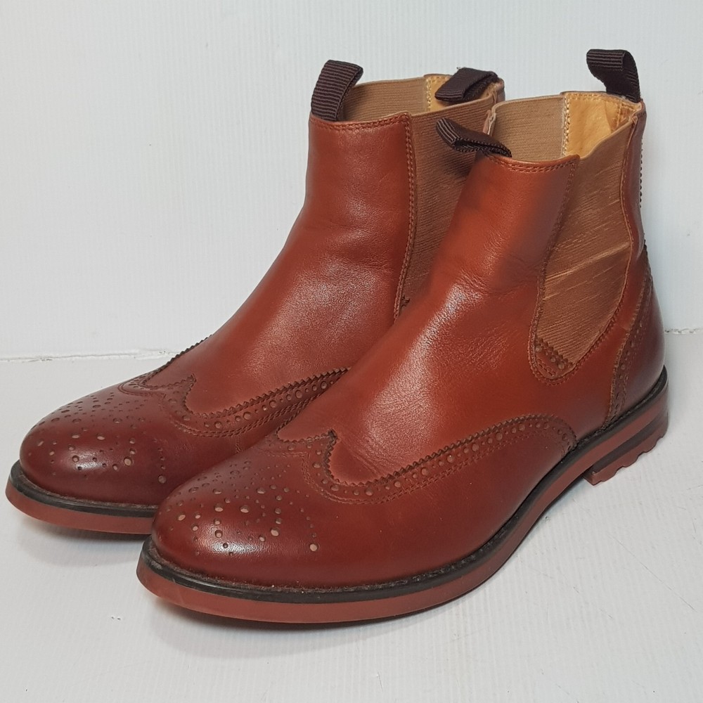 Men's Size 41 Waxed Leather Chelsea Boots Chestnut Brown Laurence Crockett