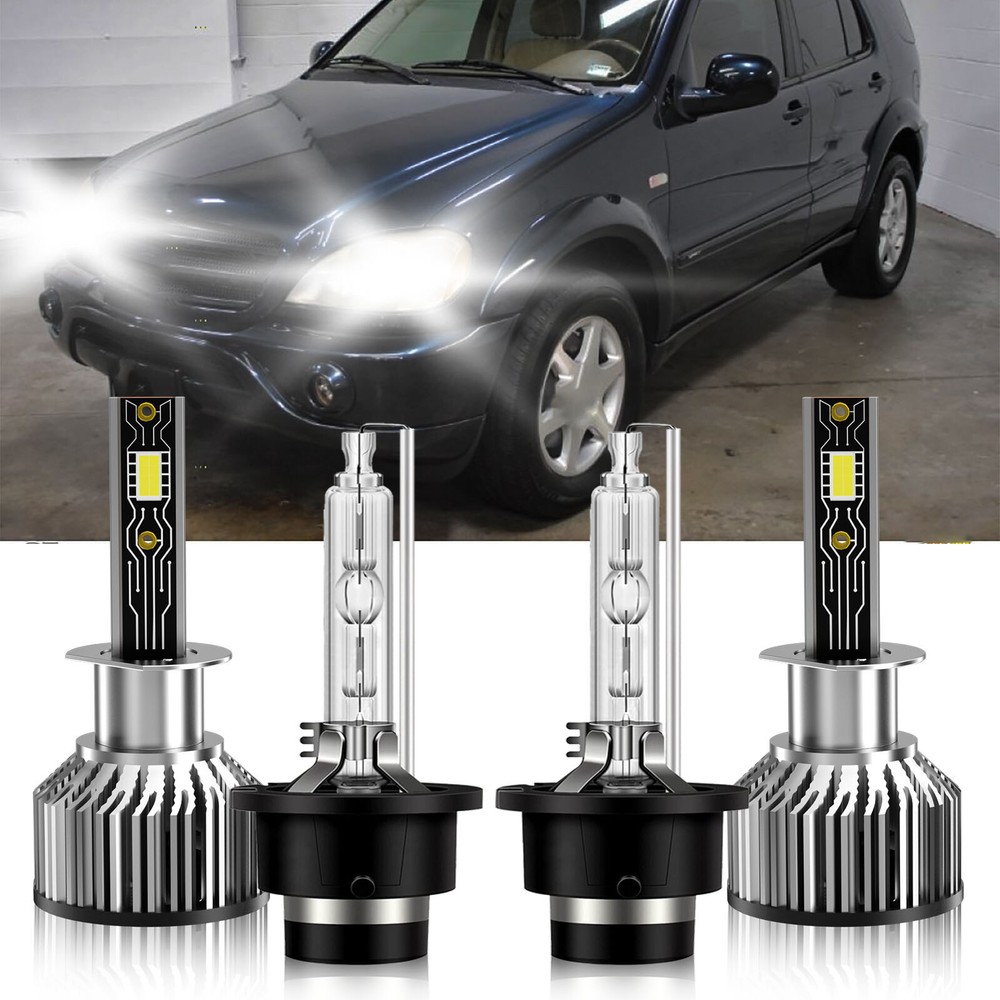 H1+D2S LED HID Headlight Bulbs High Low 6500K For Mercedes-Benz ML430 2000-2001