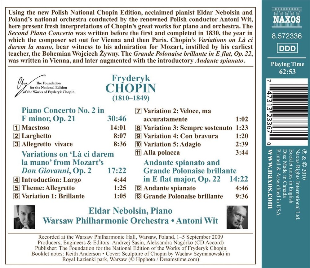 Chopin Piano Concerto No 2 Variations La Ci Darem La Mano Nebolsin Wit WPO CD 2010