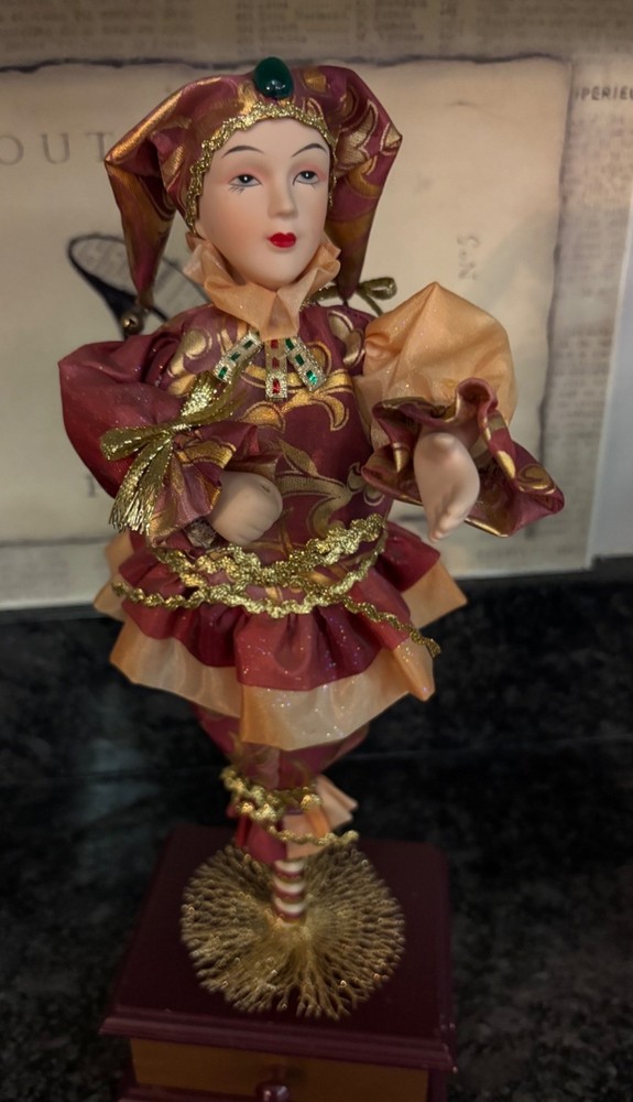 Vintage Harlequin Jester Music Jewelry Box San Francisco Art