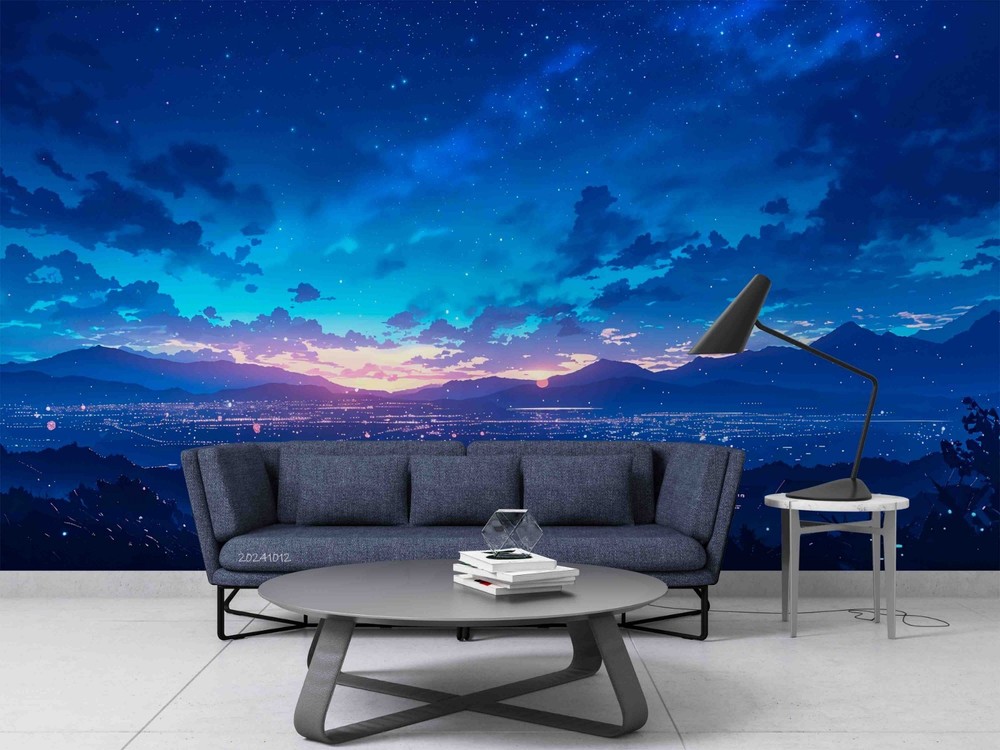 3D Sky City Night Scene Illustration Wall Murals Wallpaper Murals Wall Sticker