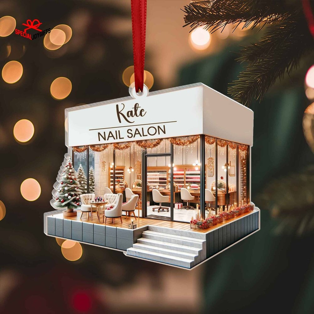 Personalized Nail Salon 2d Flat Printed Acrylic Ornament Not 3d Nail Salon