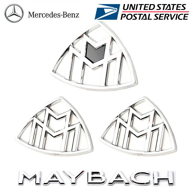 Set of 4 Bright Silver Side Rear Trunk Badge Emblem For Mercedes Maybach S Class