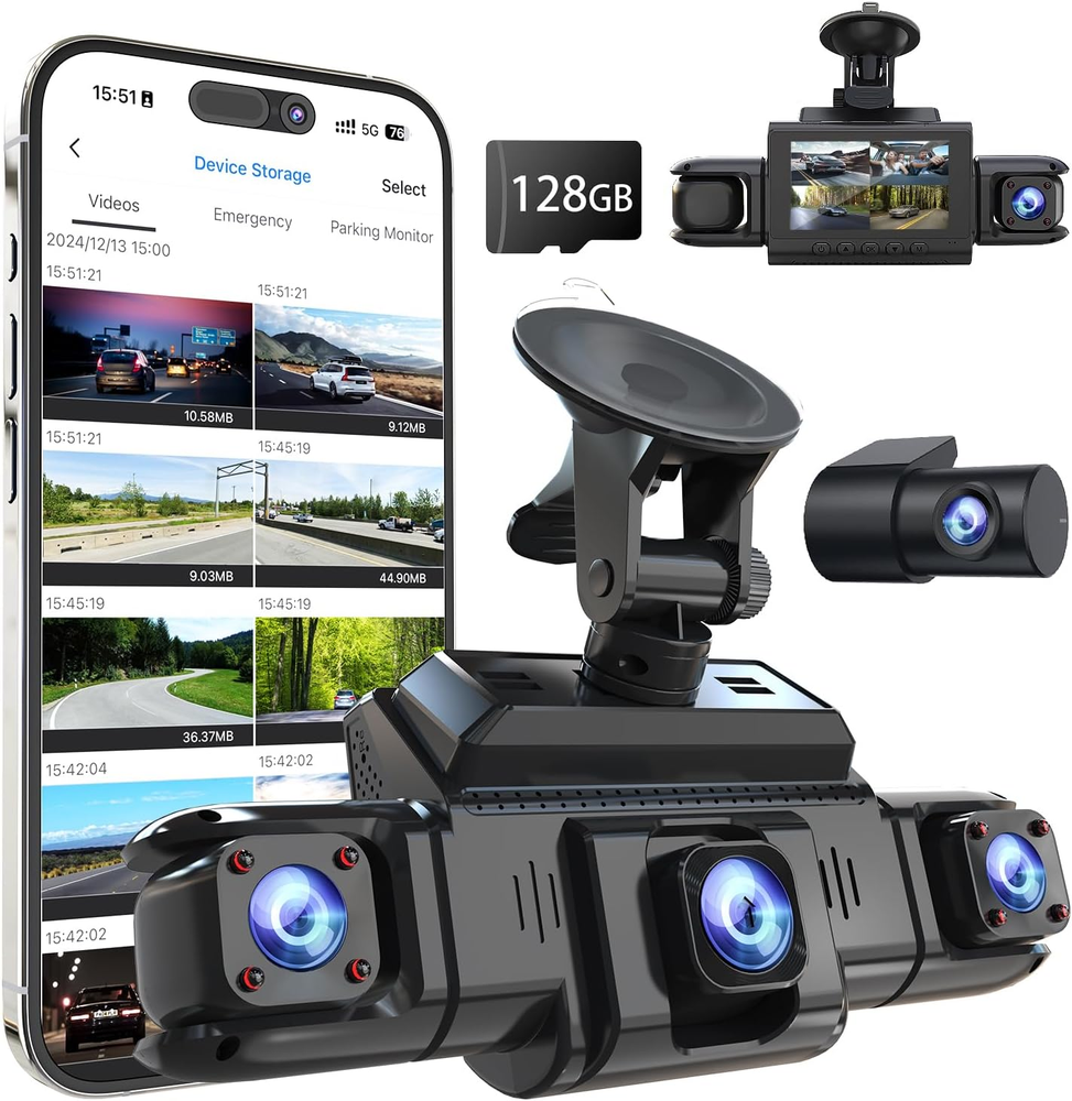 360 View 4 Channel Dash Cam Front and Rear Left Right inside Camera for Cars, GP