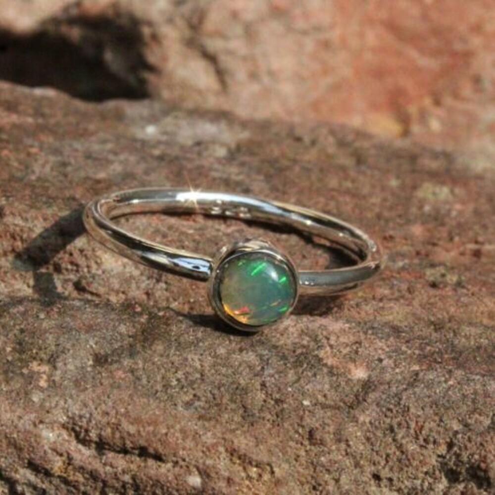 Opal Meditation Handmade 925 Sterling Silver Ring for Mother's Day All Sizes-image