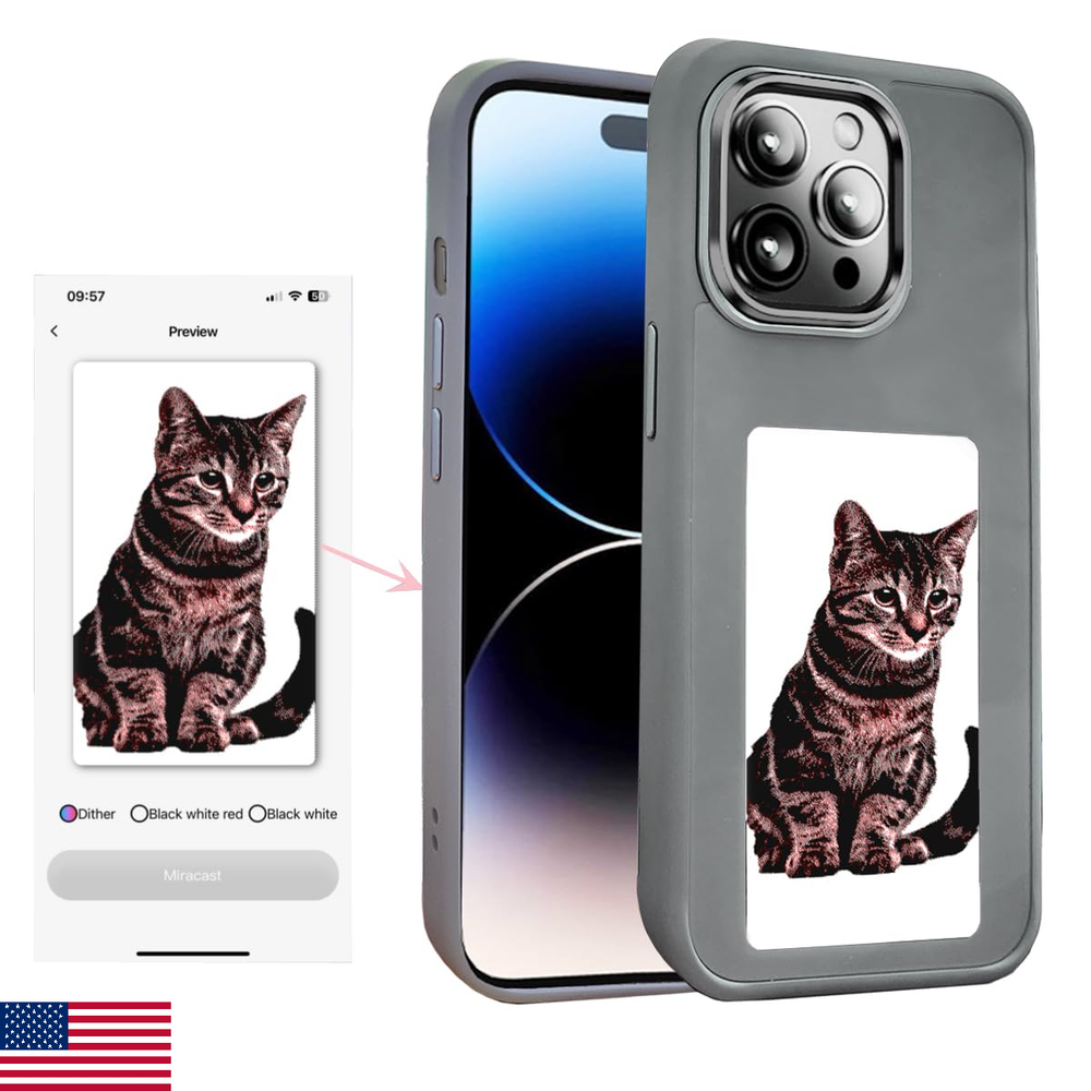 KSOPUERT NFC Smart Ink Screen Phone Case for iPhone 15 PRO - Low Power