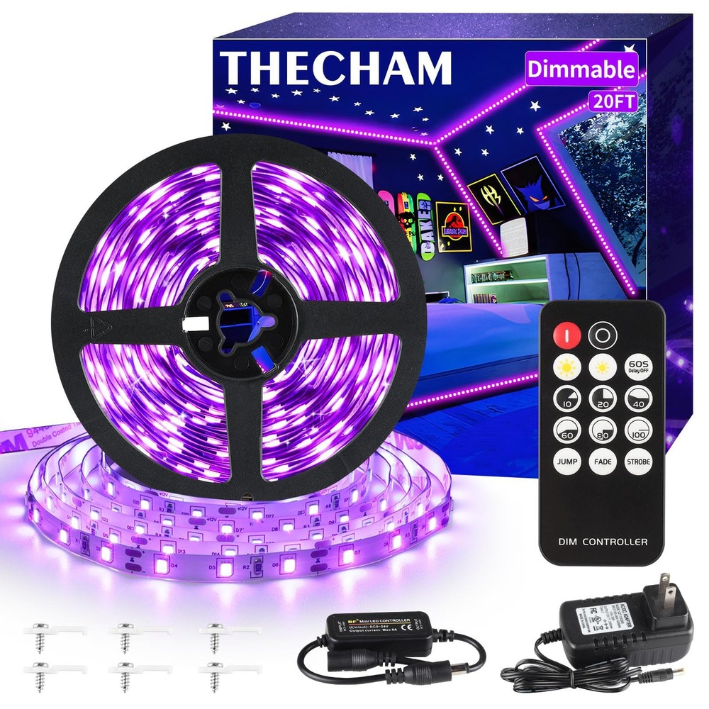 20ft Black LED Strip Light with Remote 360 Beads 12V Flexible Lighting